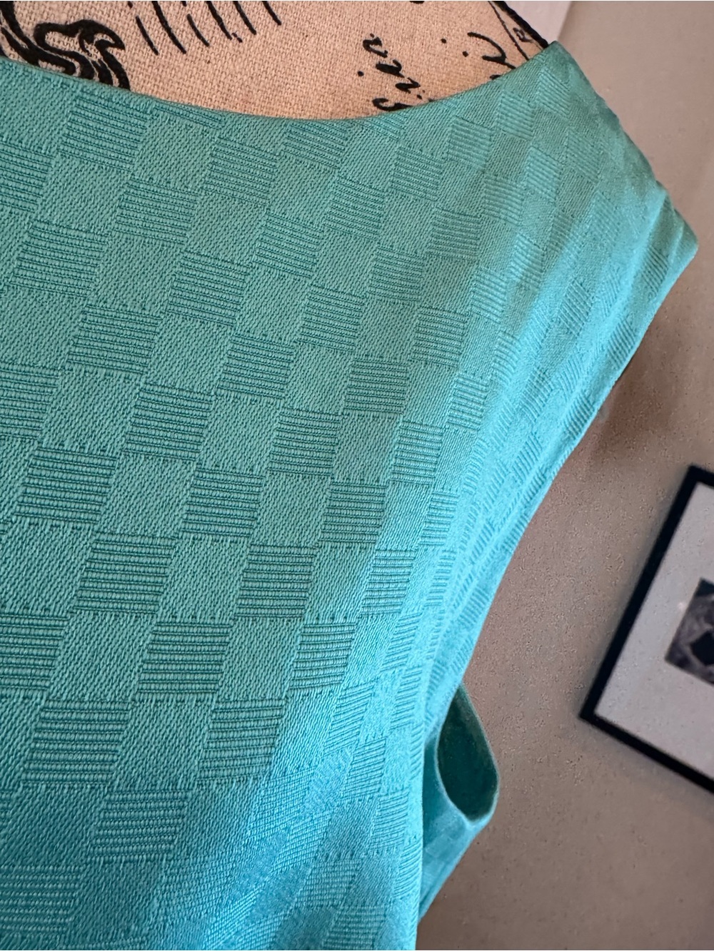 ASL Tahari Teal Aqua Blue Sleeveless Belted Pleated Fit Flare Cocktail Dress 20W - Picture 3 of 8